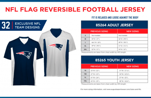 Flag Jersey Sizing Chart