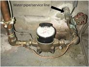 Water meter with service line