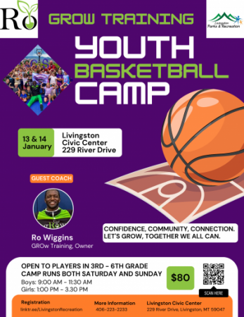 Grow with Ro youth basketball camp flyer