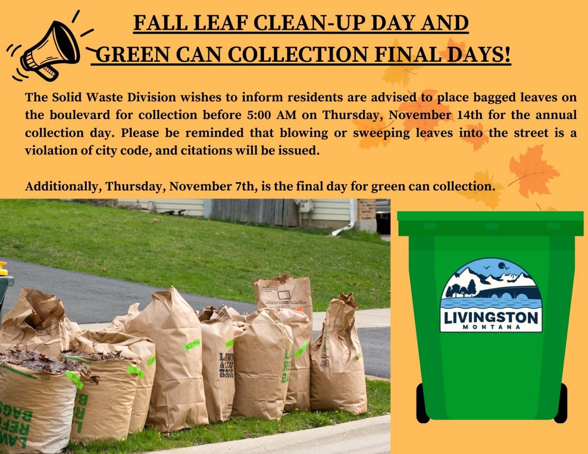 Annual leaf collection day- last day for Green Can collection
