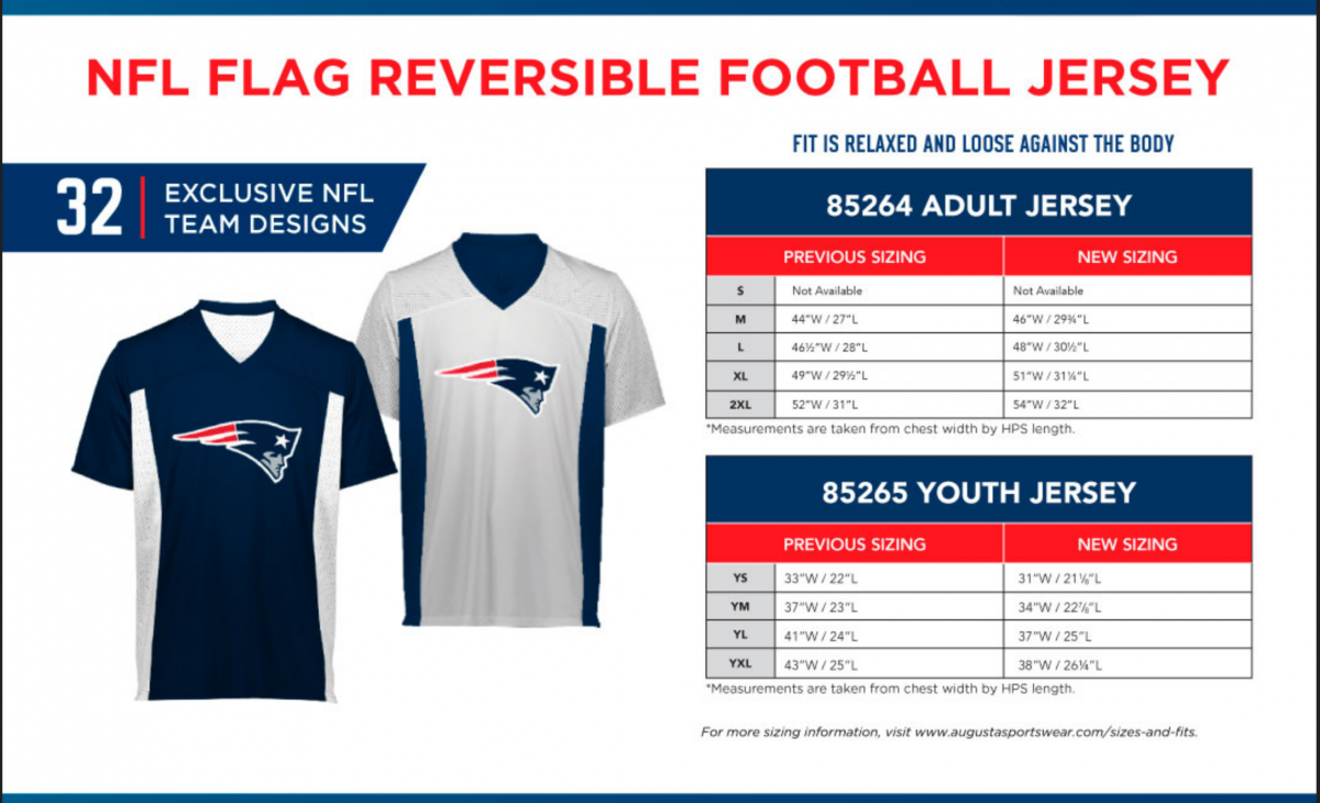 Flag Jersey Sizing Chart